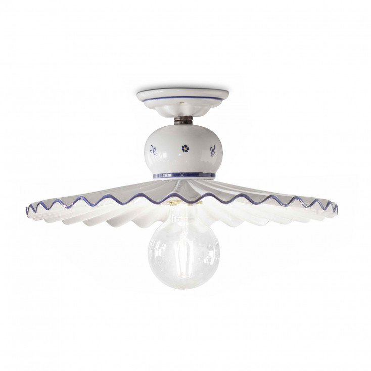 Lampada da soffitto grande dallo stile rustico in ceramica decorata a mano