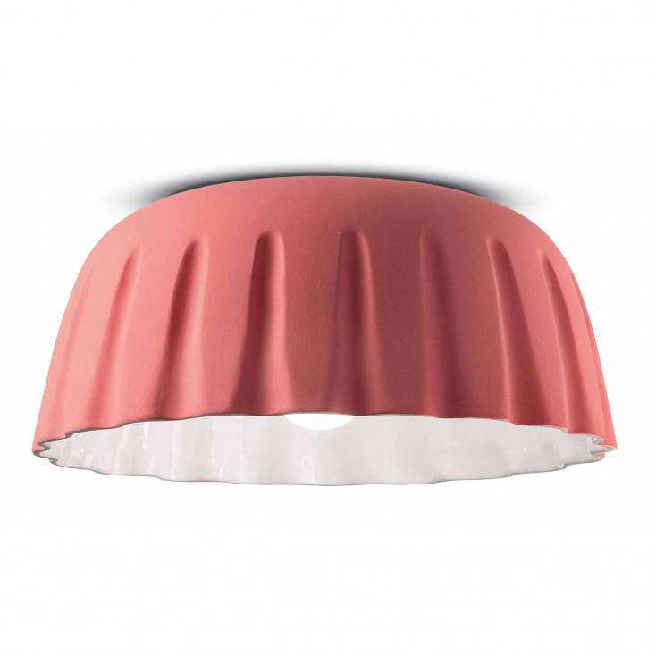 Lampada da soffitto piccola con paralume in ceramica dalle linee moderne decò