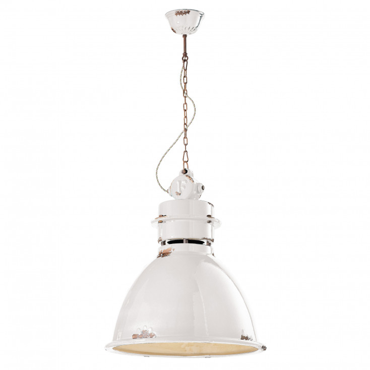 Lampada sospensione in stile industrial con diffusore in ceramica