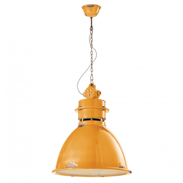 Lampada sospensione in stile industrial con diffusore in ceramica