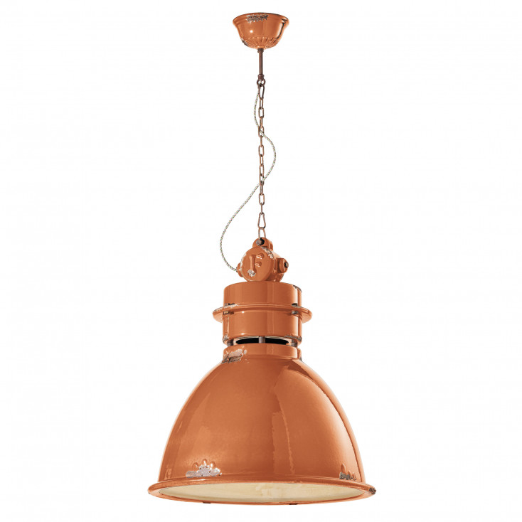 Lampada sospensione in stile industrial con diffusore in ceramica
