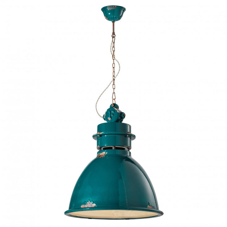 Lampada sospensione in stile industrial con diffusore in ceramica