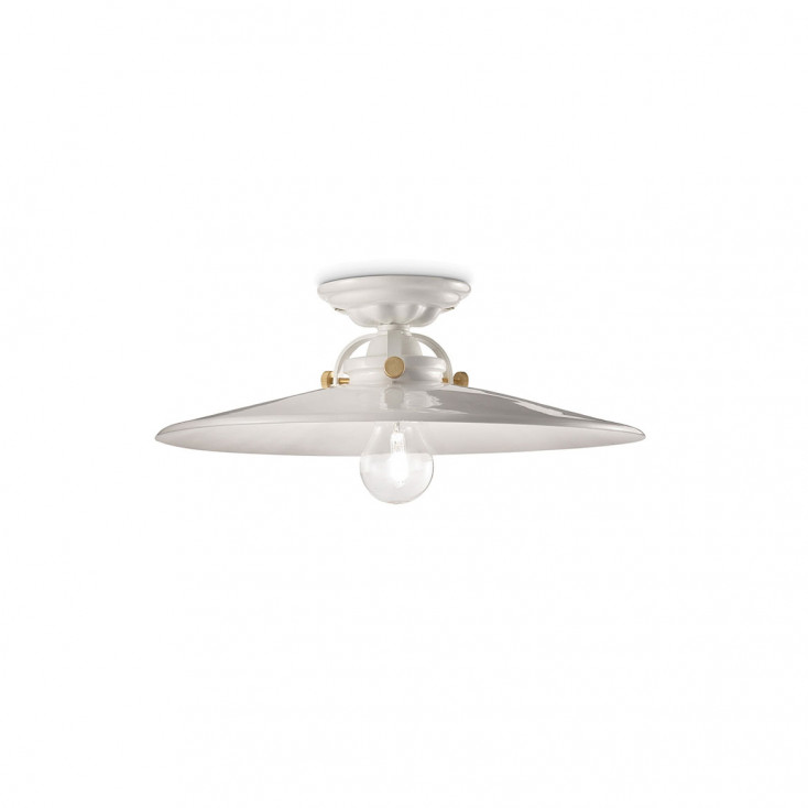 Plafoniera grande in metallo e diffusore in ceramica dal design industrial