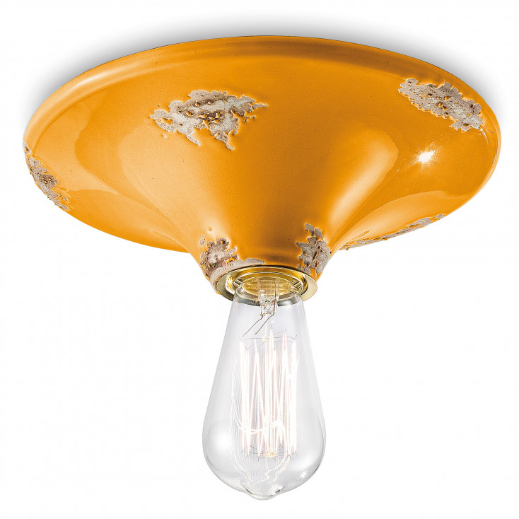 Plafoniera grande rotonda dal design industrial con diffusore in ceramica