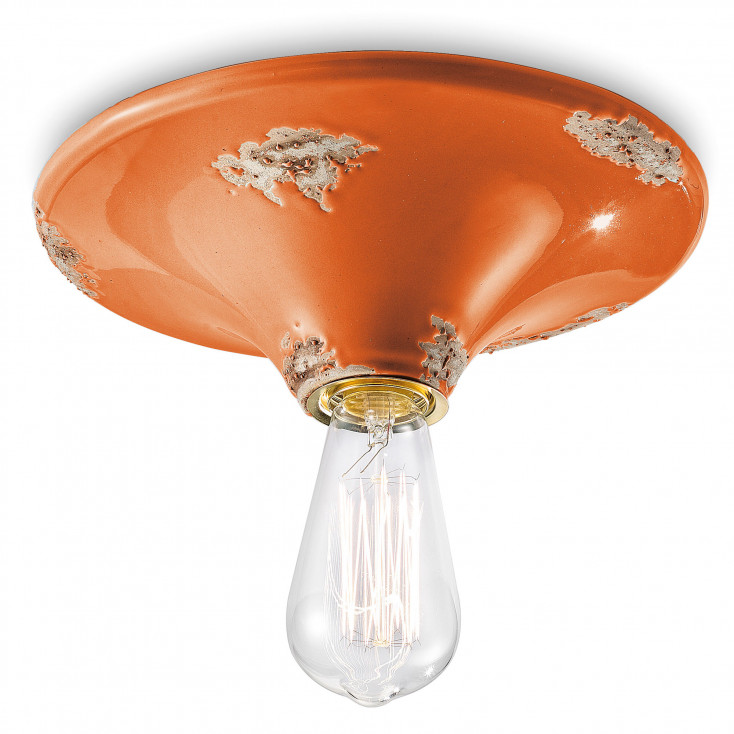 Plafoniera grande rotonda dal design industrial con diffusore in ceramica