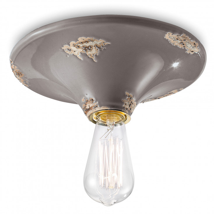 Plafoniera grande rotonda dal design industrial con diffusore in ceramica