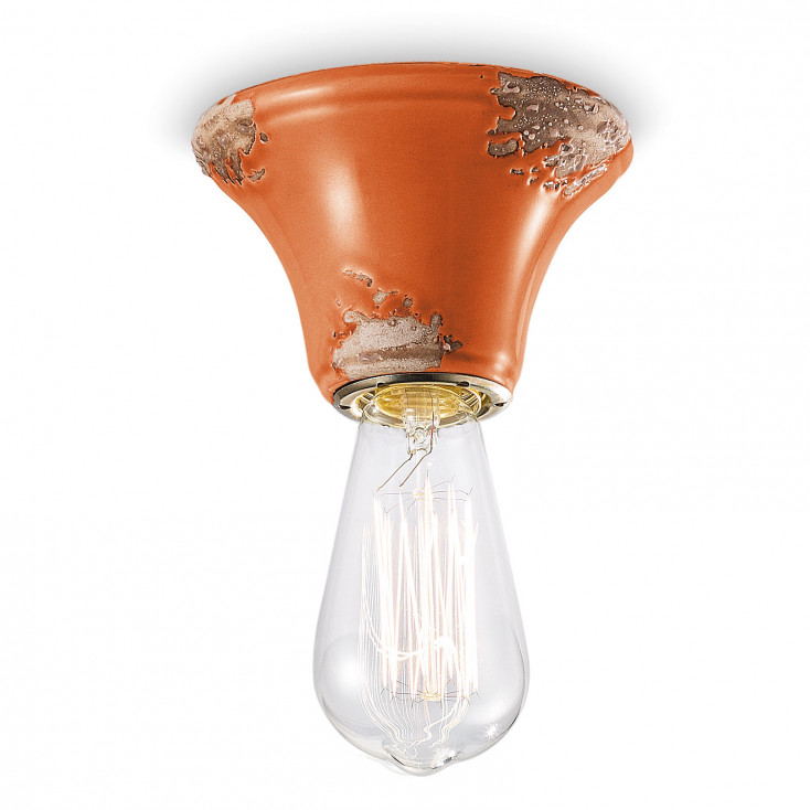 Plafoniera piccola rotonda dal design industrial con diffusore in ceramica