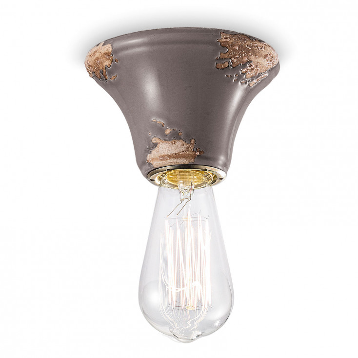 Plafoniera piccola rotonda dal design industrial con diffusore in ceramica