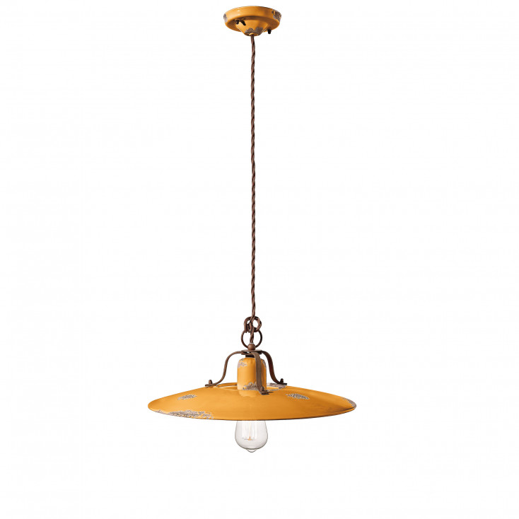 Sospensione grande in metallo con diffusore in ceramica dal design industrial