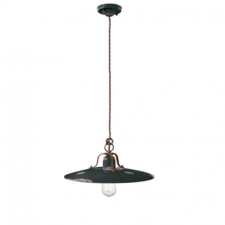 Sospensione grande in metallo con diffusore in ceramica dal design industrial