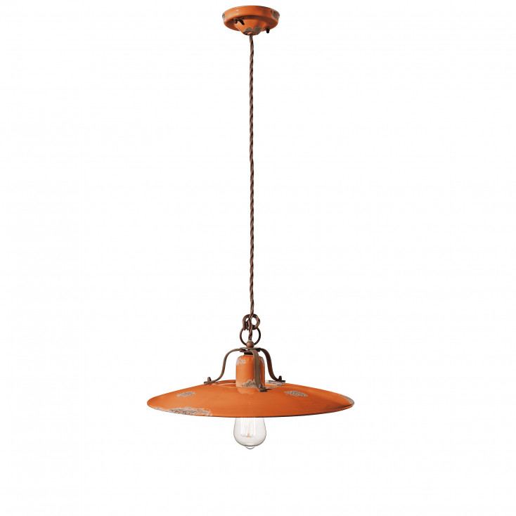 Sospensione grande in metallo con diffusore in ceramica dal design industrial