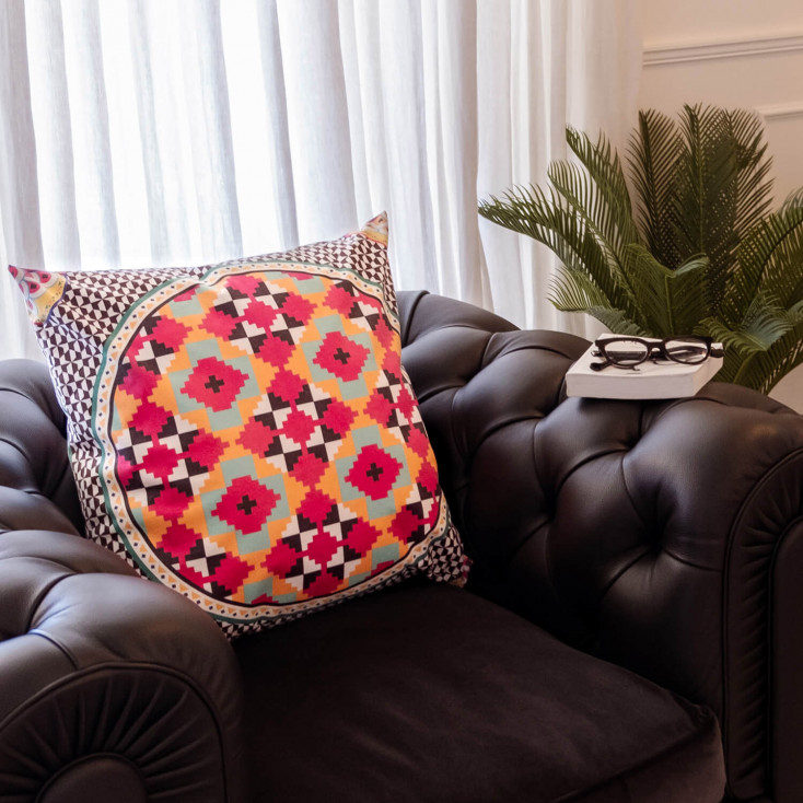 Cuscino grande moderno fodera in poliestere con decoro Ethnic