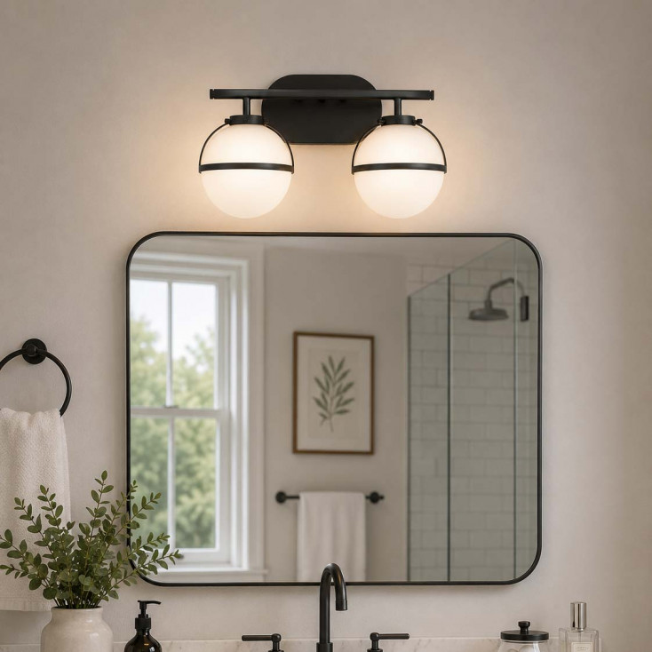 Lampada a parete in acciaio 2 diffusori in vetro semitrasparente design moderno