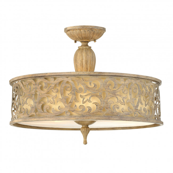 Lampada a soffitto grande rustica acciaio spazzolato diffusore in vetro 3 luci