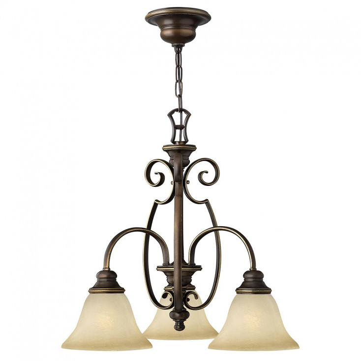 Lampada a sospensione classica in acciaio con 3 diffusori in vetro