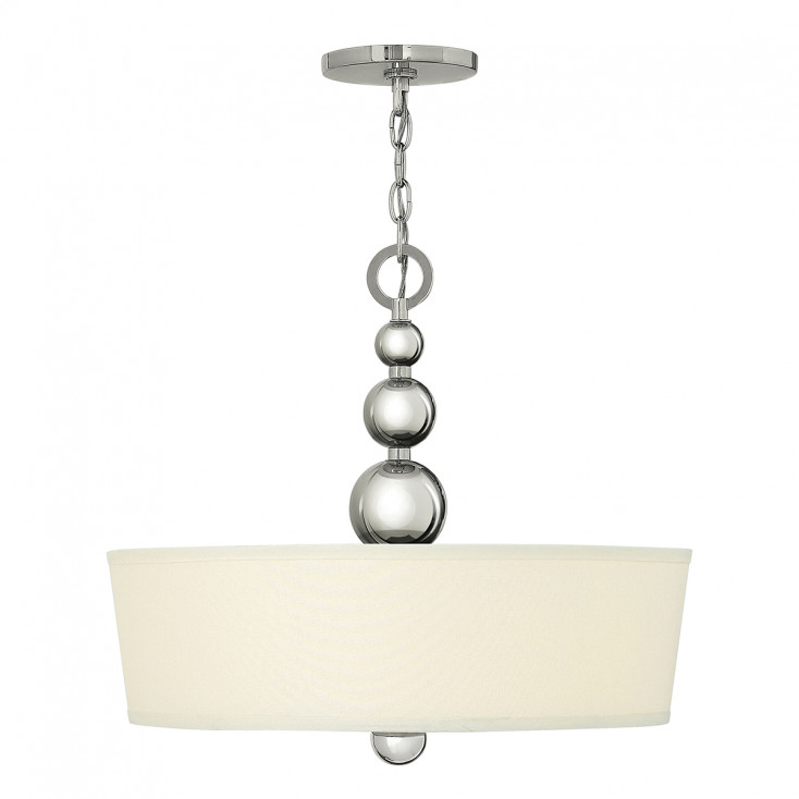 Lampada a sospensione in acciaio diffusore in tessuto e vetro dal design moderno