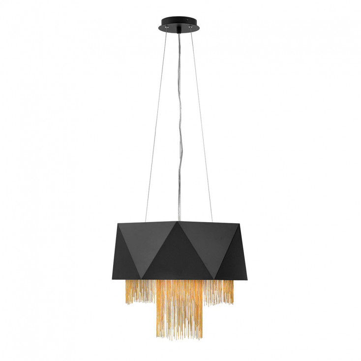 Lampada a sospensione moderna con struttura e paralume in acciaio 6 lampadine
