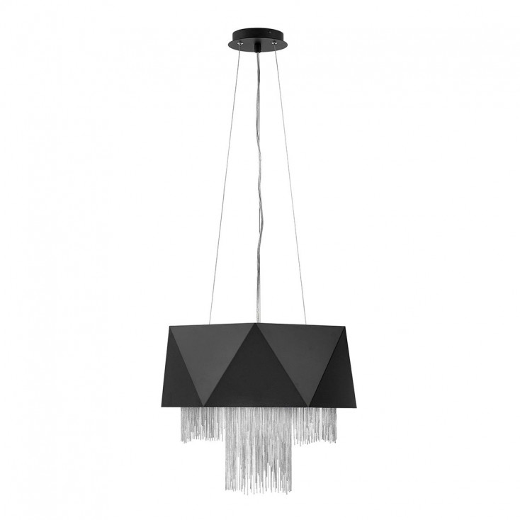 Lampada a sospensione moderna con struttura e paralume in acciaio 6 lampadine