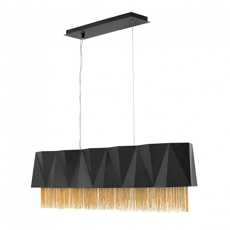 Lampada a sospensione moderna lineare con paralume in acciaio a 6 lampadine