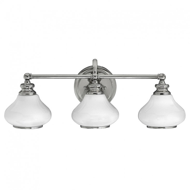 Lampada da parete a LED per bagno in acciaio con 3 diffusori in vetro
