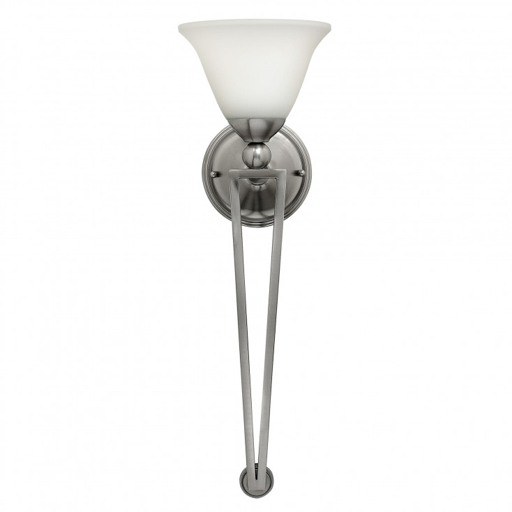 Lampada da parete con torchiere in acciaio e diffusore in vetro a 1 luce