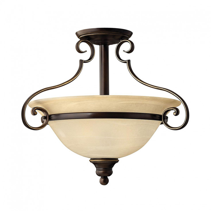 Lampada da soffitto classica in acciaio e diffusore in vetro con 2 lampadine
