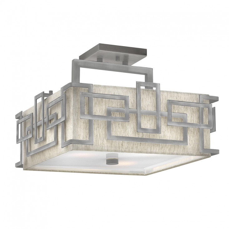 Lampada da soffitto in acciaio con paralume in tessuto dal design moderno