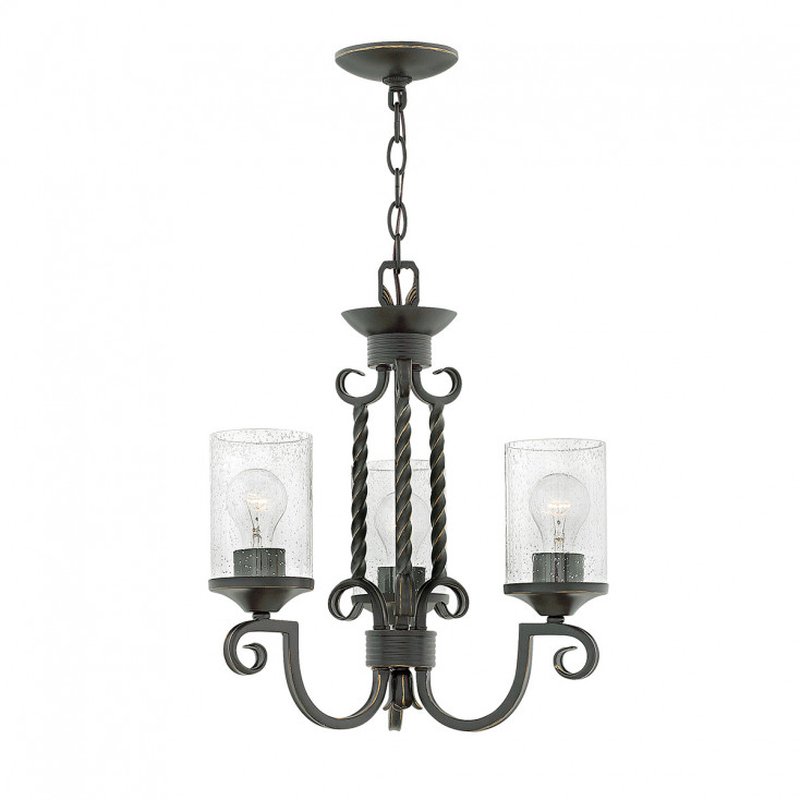 Lampadario rustico in alluminio con diffusore in vetro a 3 luci