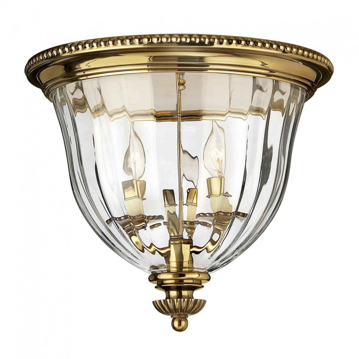 Plafoniera alta in ottone classica con diffusore in vetro con 3 lampadine