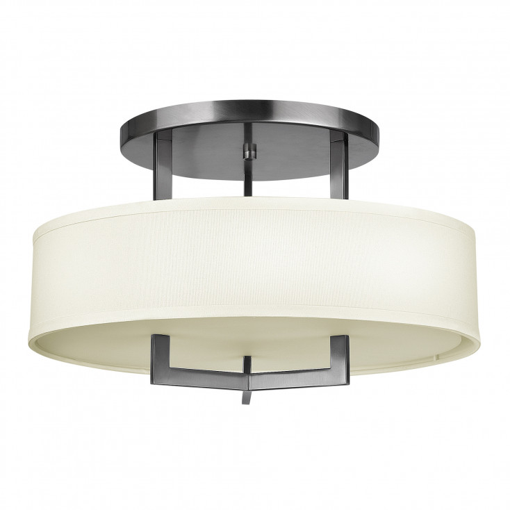 Plafoniera da soffitto in acciaio diffusore in lino a 3 luci dal design minimal