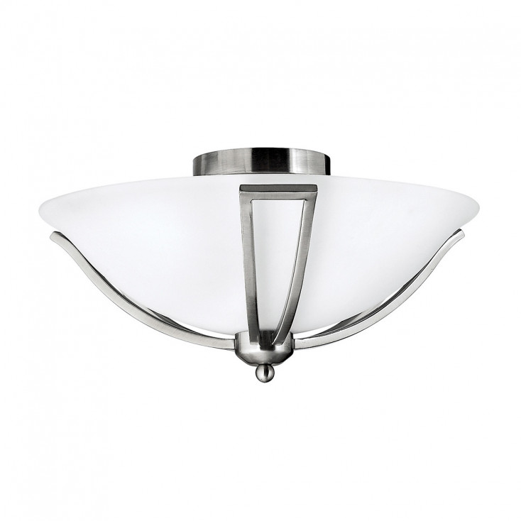 Plafoniera rotonda in acciaio con diffusore in vetro a 2 luci dal design moderno