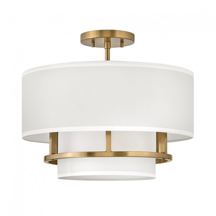 Lampada da soffitto piccola con struttura in acciaio e diffusore in tessuto