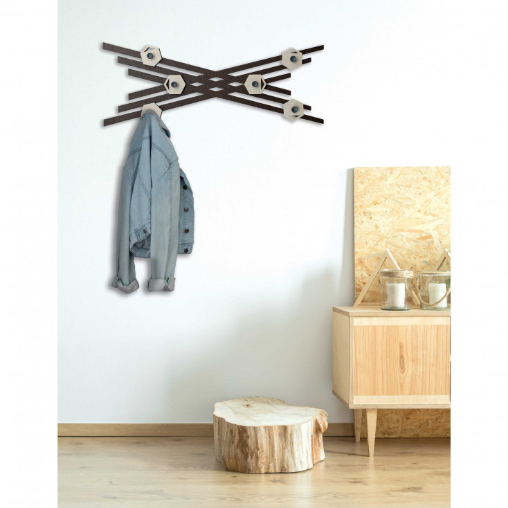 Appendiabiti da parete dal design moderno ed elegante con struttura in legno
