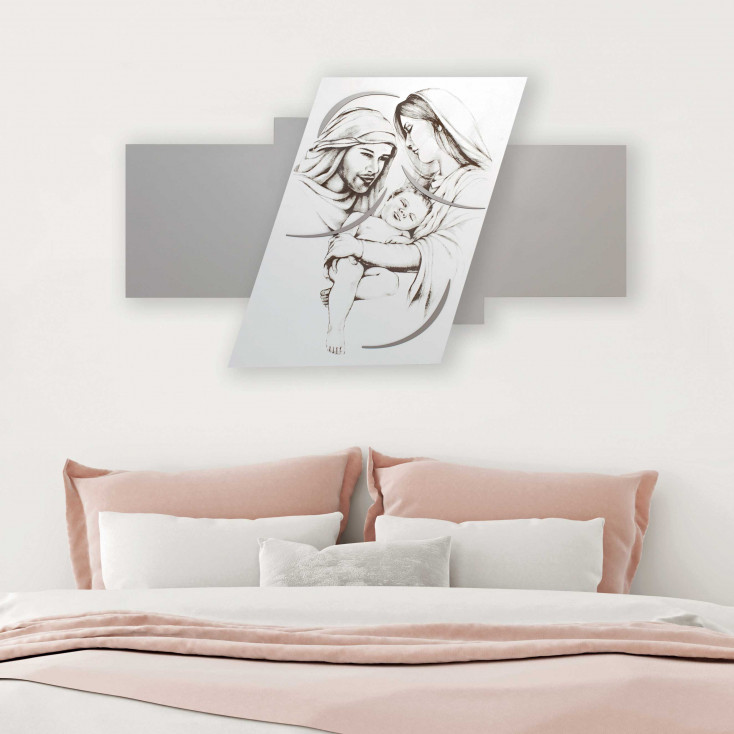 Capezzale da parete in legno moderno con raffigurazione incisa a laser 130x75