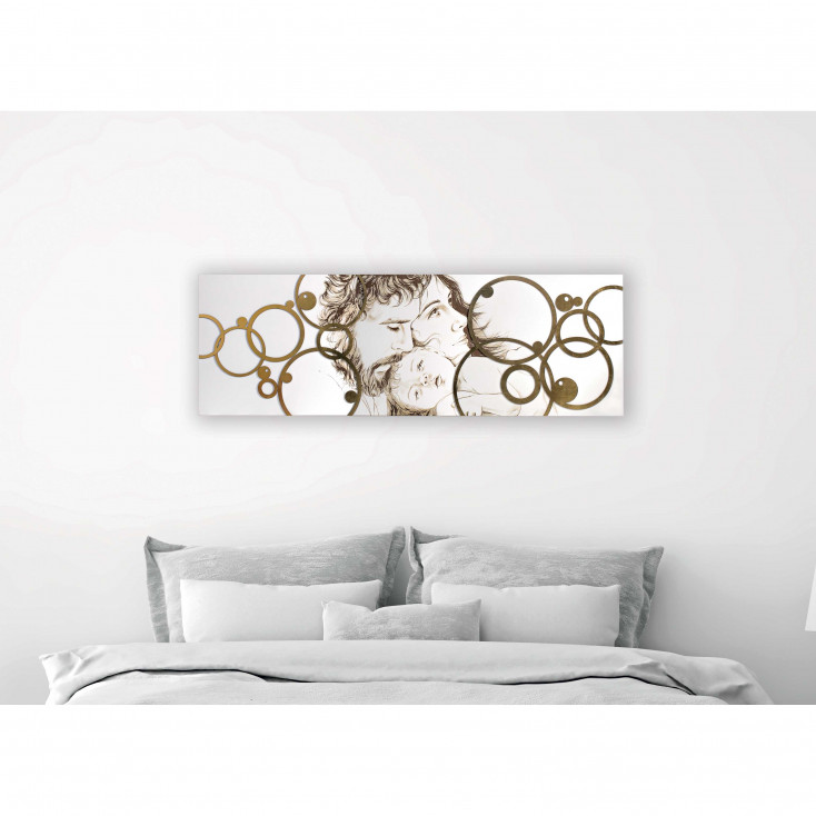 Capezzale moderno in legno con raffigurazione incisa a laser 150x50