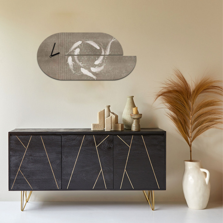 Orologio da parete in legno dal design moderno con stampa applicata