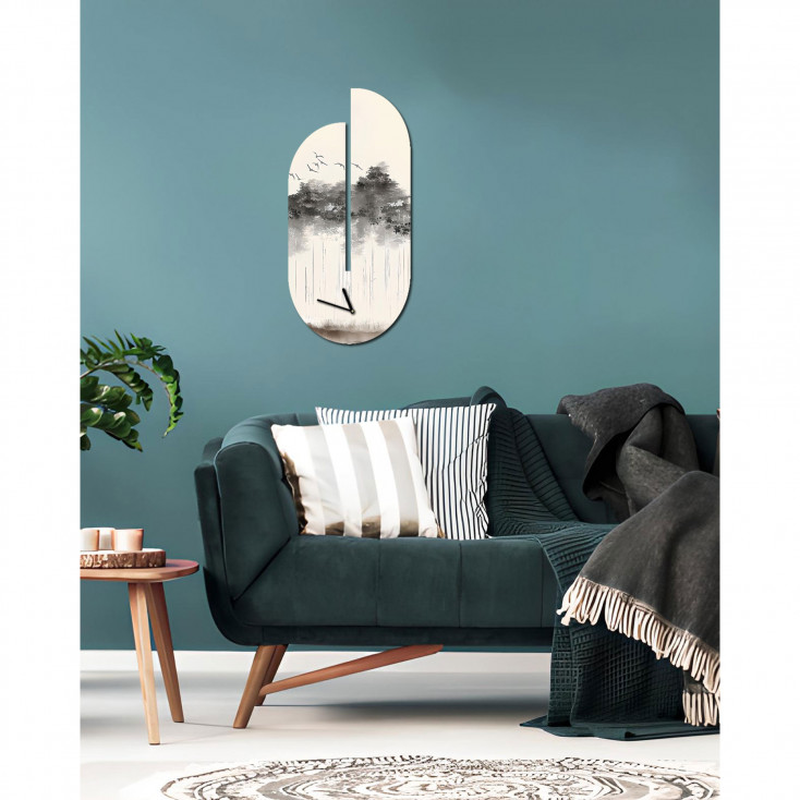 Orologio da parete in legno dal design moderno con stampa applicata