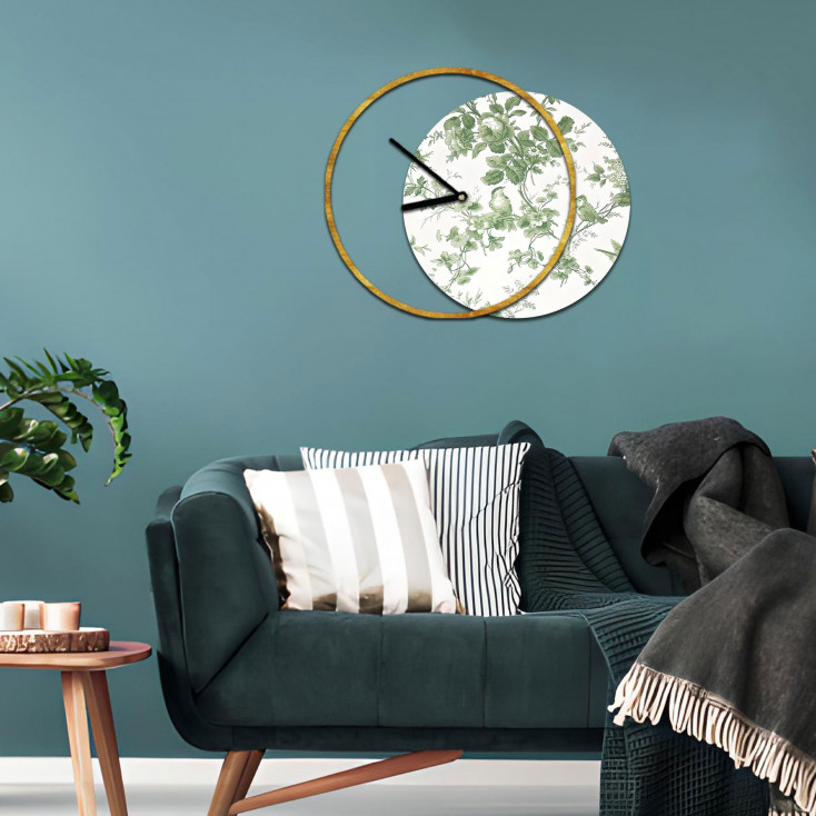 Orologio da parete rotondo in legno dal design moderno con stampa applicata