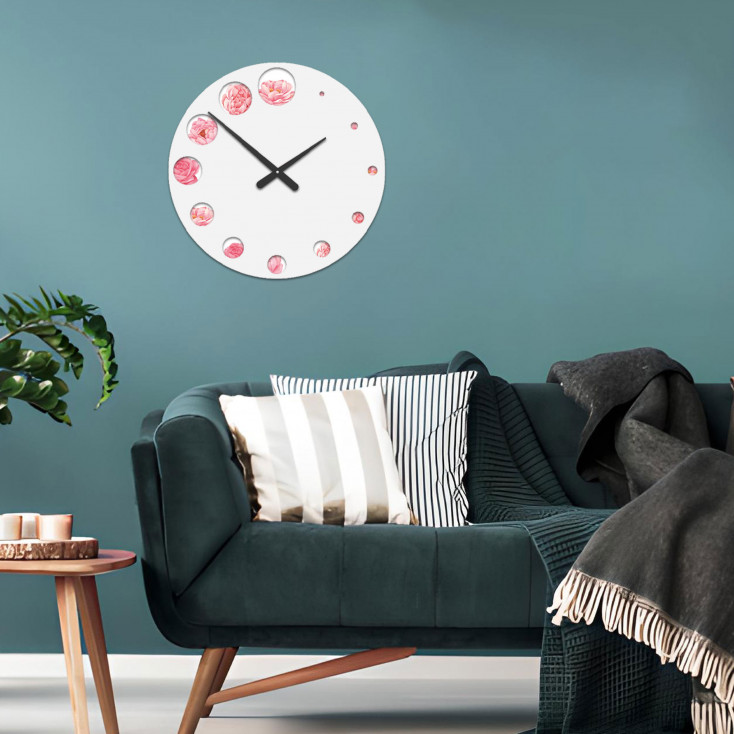 Orologio da parete rotondo in legno dal design moderno con stampa applicata