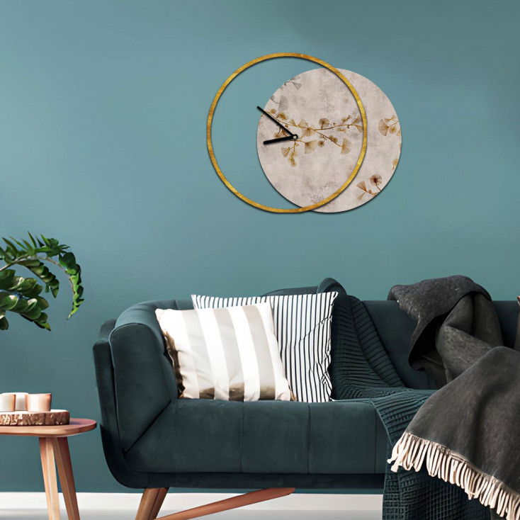 Orologio da parete rotondo in legno dal design moderno con stampa applicata