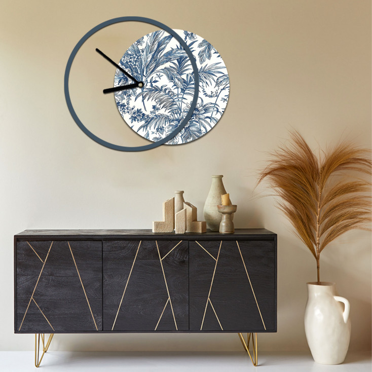 Orologio da parete rotondo in legno dal design moderno con stampa applicata