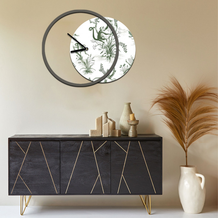 Orologio da parete rotondo in legno dal design moderno con stampa applicata