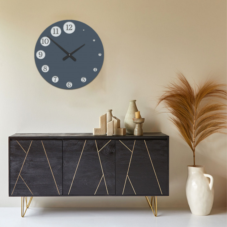 Orologio da parete rotondo in legno dal design moderno con stampa applicata