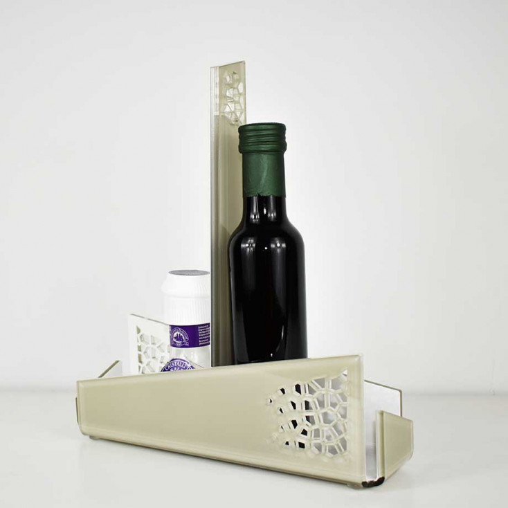 Portacondimenti per sale-pepe-olio-aceto con struttura in plexiglass traforata