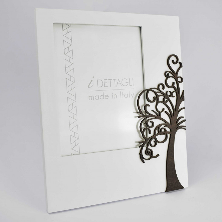 Portafoto da tavolo in legno dal design moderno con dettaglio in wengè