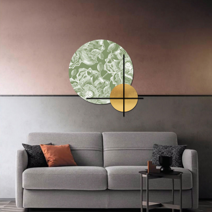 Quadro pannello in legno rotondo dal design moderno con stampa applicata
