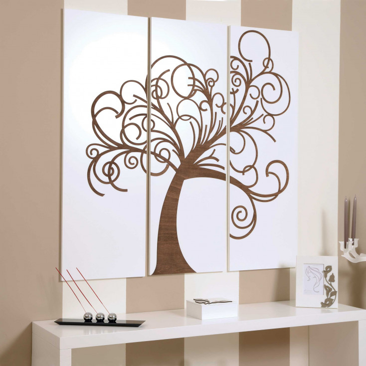 Set 3 pannelli in legno incisi a laser dal design moderno