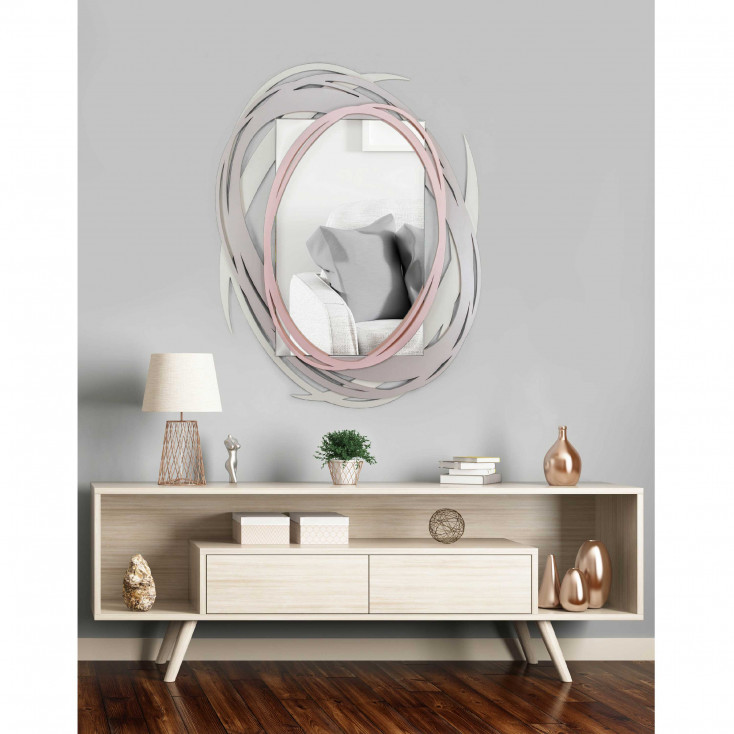 Specchio da parete con cornice in legno dal design moderno ed elegante