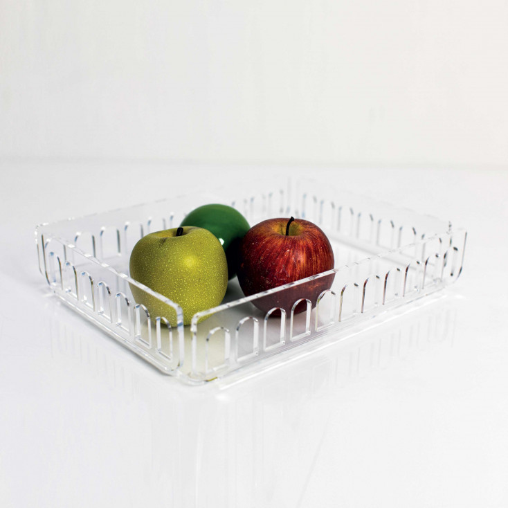 Vassoio piccolo in plexiglass traforato dal design moderno ed elegante