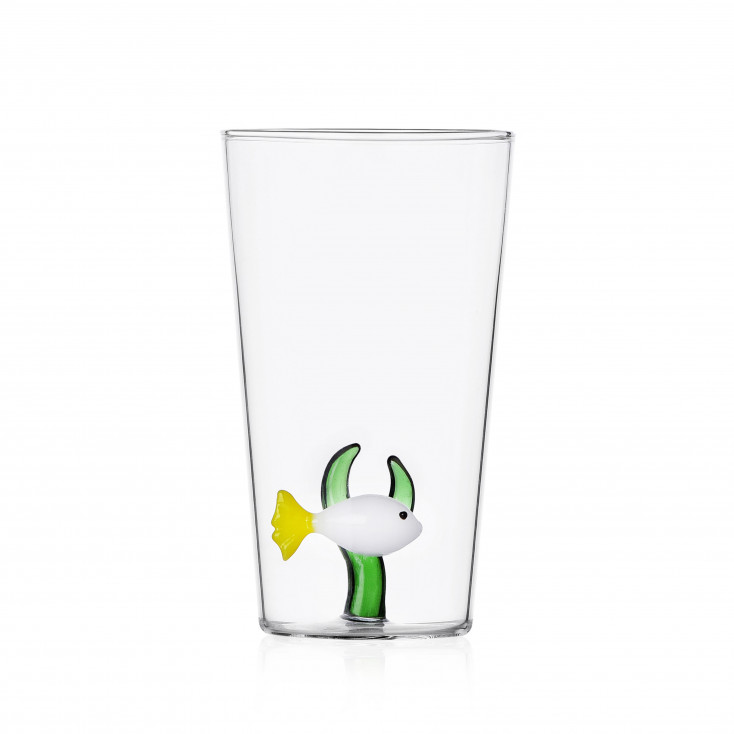 Bicchiere in vetro per long drink con pesciolino